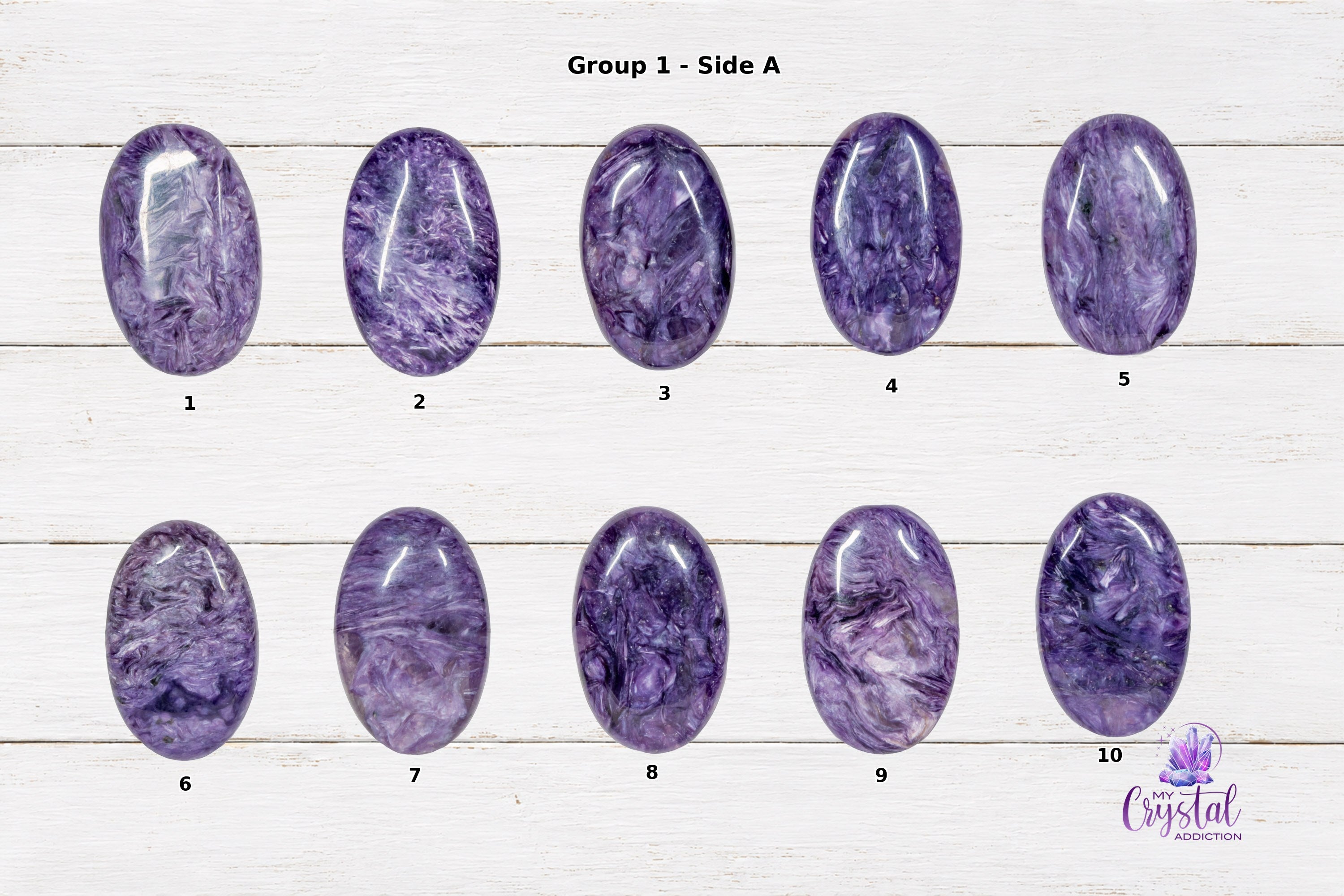 Product photo 3 of Charoite Mini Palm - Grade AAA - Crown Chakra