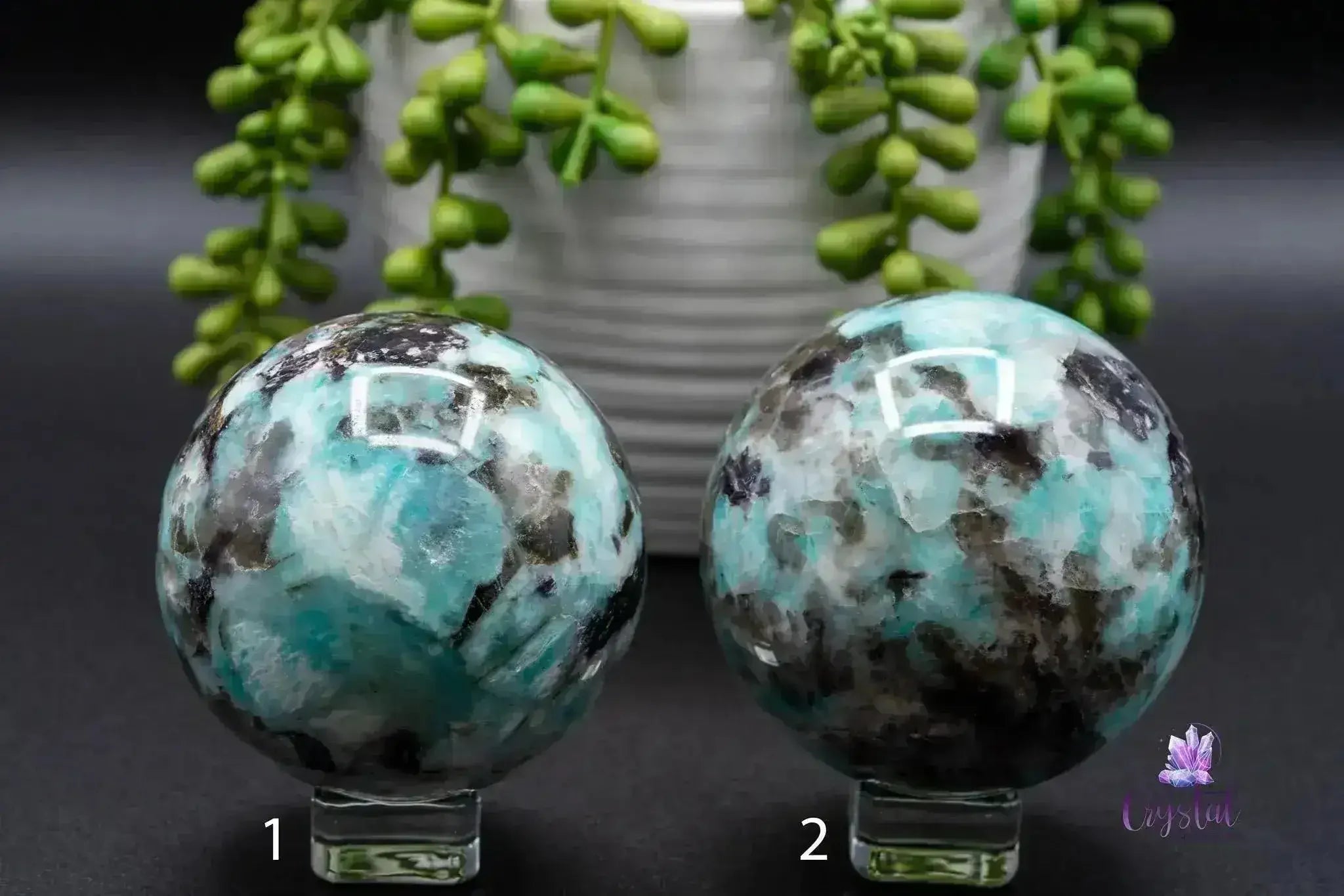 Amazonite with Smoky Quartz Sphere - 2.8"-2.9"" - My Crystal Addiction