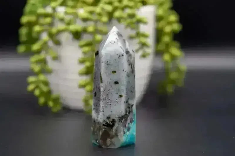 Amazonite with Smoky Quartz Tower 4.25" - My Crystal Addiction