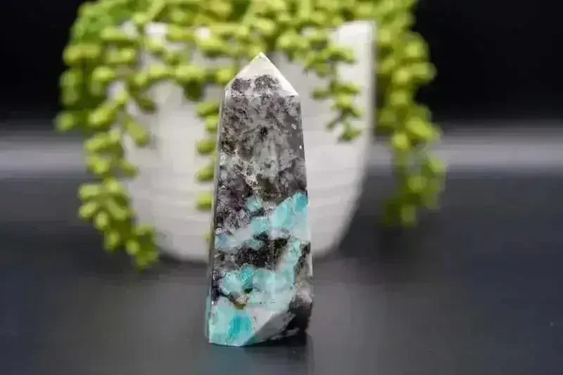 Amazonite with Smoky Quartz Tower 4.5" - My Crystal Addiction