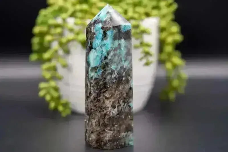 Amazonite with Smoky Quartz Tower 5.5" - Root Chakra - My Crystal Addiction