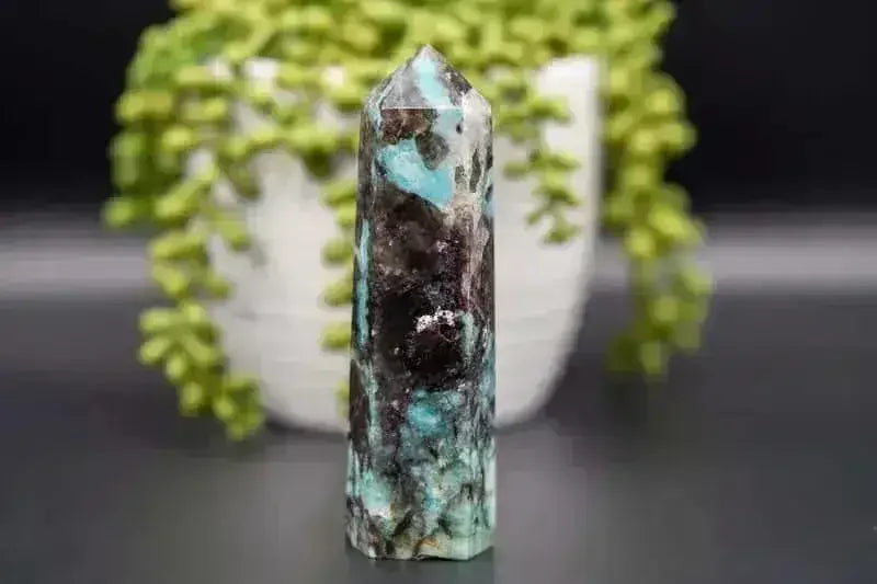 Amazonite with Smoky Quartz Tower 5" - Root Chakra - My Crystal Addiction