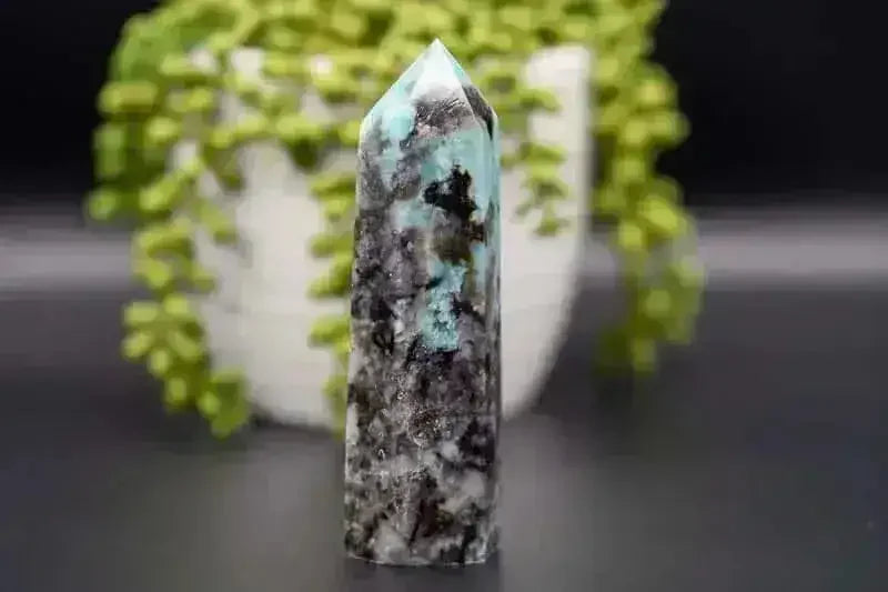 Amazonite with Smoky Quartz Tower 5" - Root Chakra - My Crystal Addiction