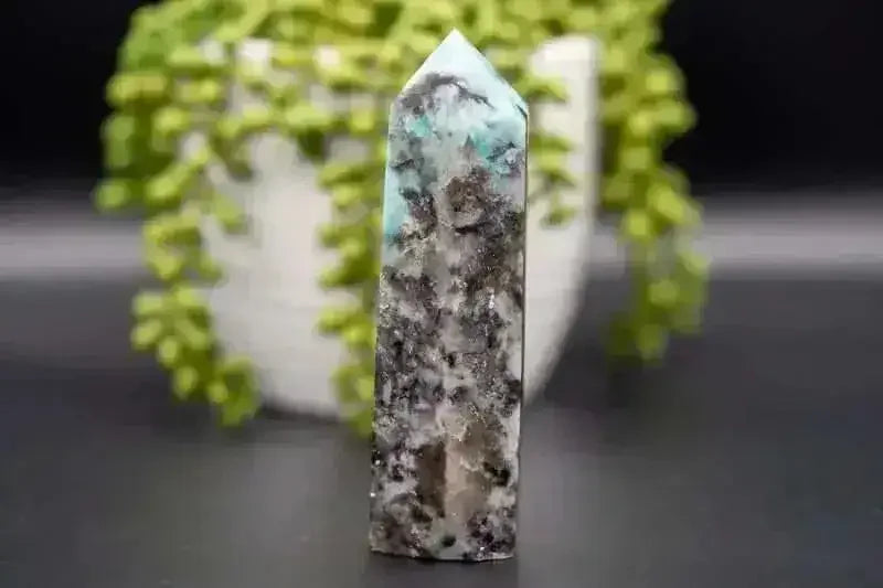 Amazonite with Smoky Quartz Tower 5" - Root Chakra - My Crystal Addiction