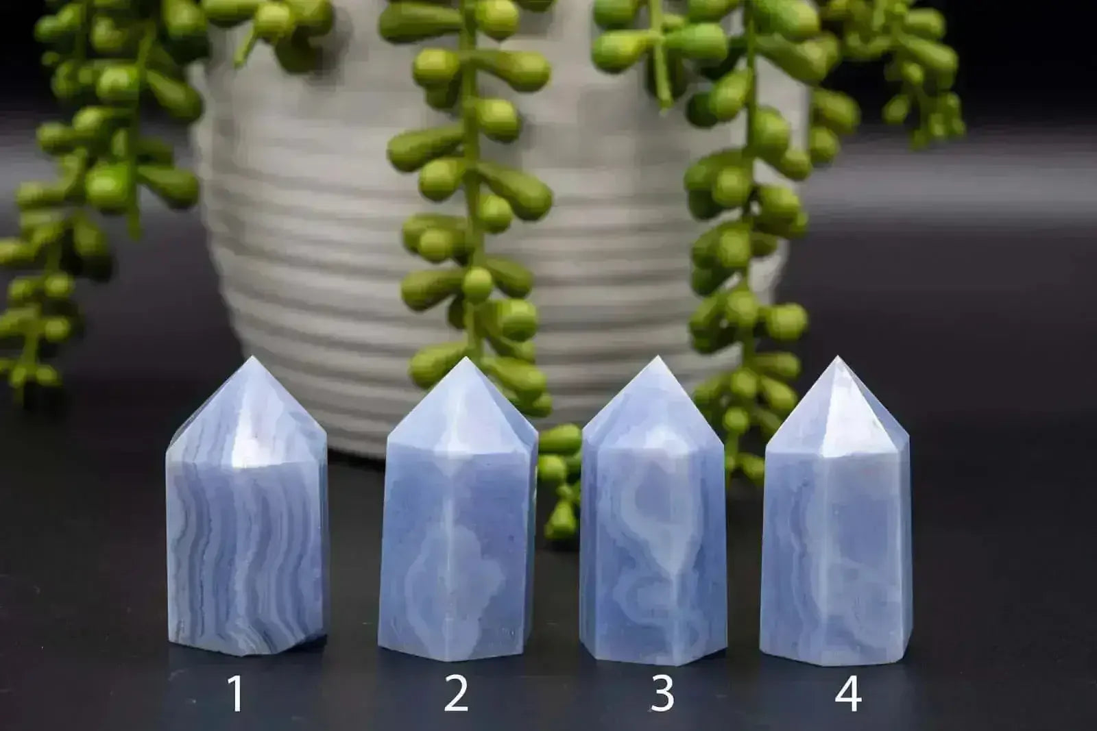 Banded Blue Lace Agate Tower 2" - My Crystal Addiction