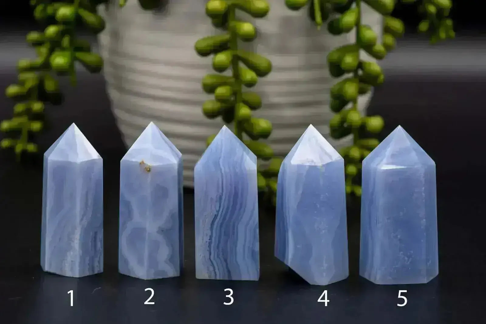 Banded Blue Lace Agate Tower 2" - My Crystal Addiction