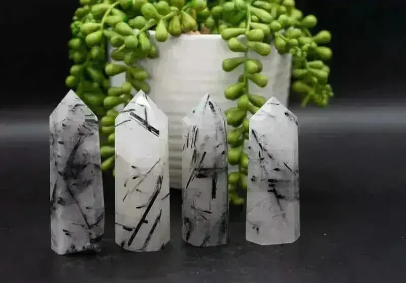 Black Tourmaline in Quartz Tower - Root Chakra - My Crystal Addiction