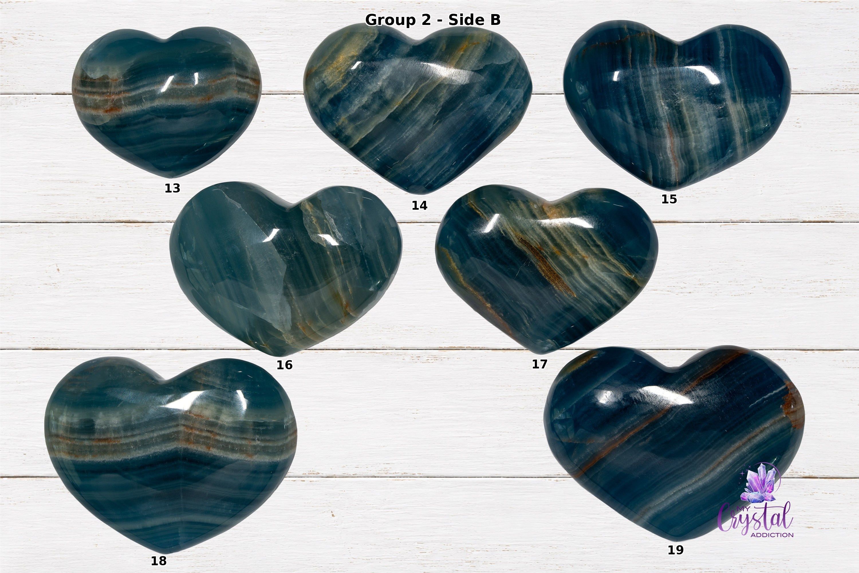Blue Onyx Heart Carving - High Quality - Throat Chakra - My Crystal Addiction
