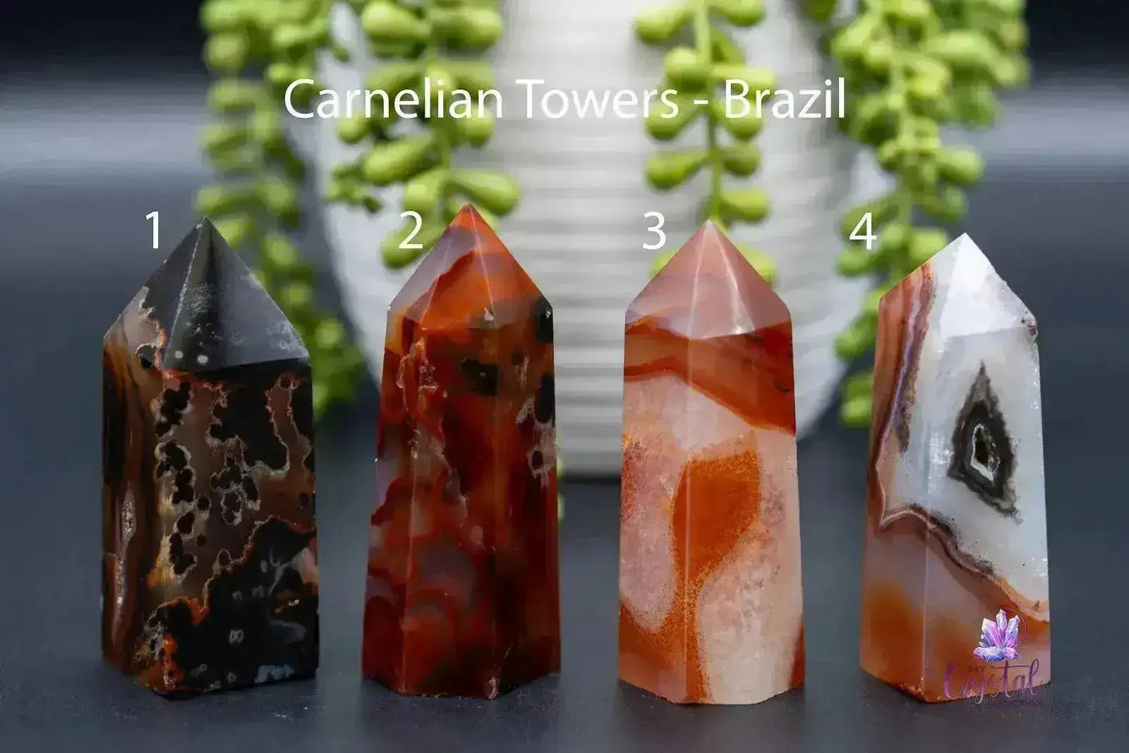 Carnelian Tower 2.9"-3.4"/73mm-87mm - Brazilian - My Crystal Addiction