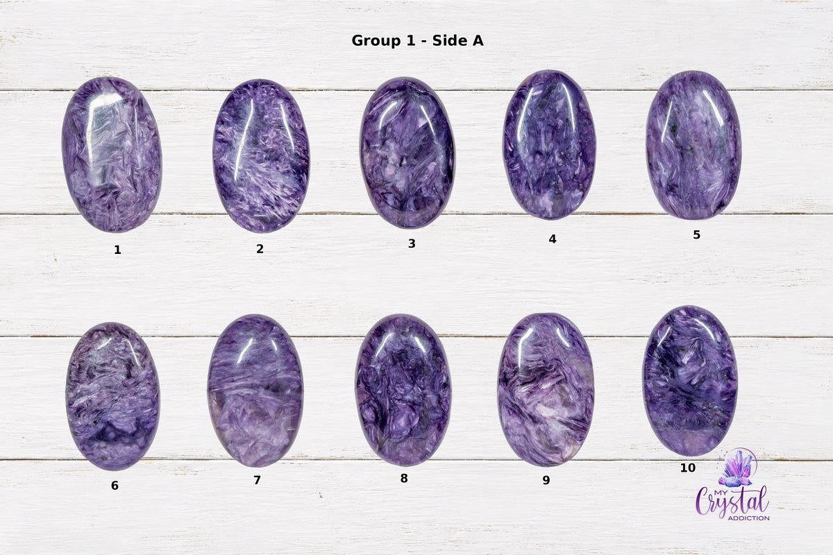 Charoite Mini Palm - Grade AAA - Crown Chakra - My Crystal Addiction