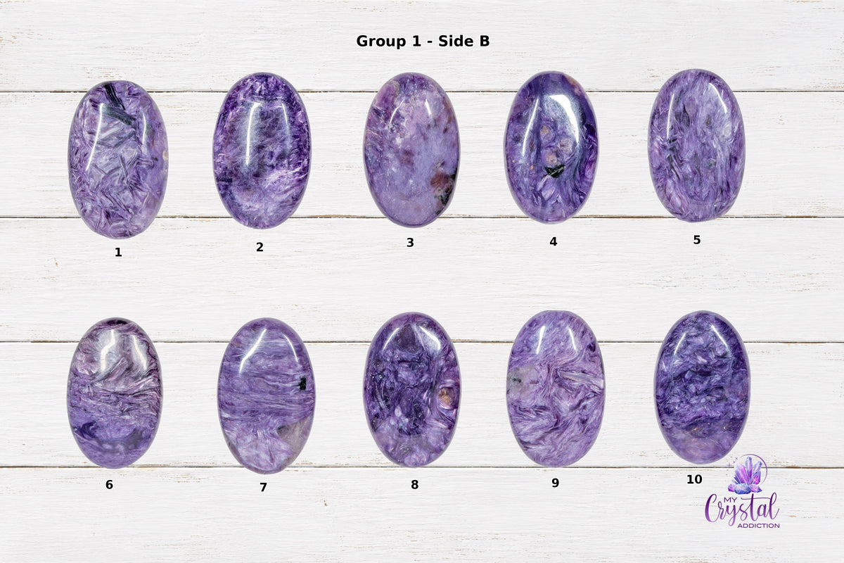 Charoite Mini Palm - Grade AAA - Crown Chakra - My Crystal Addiction