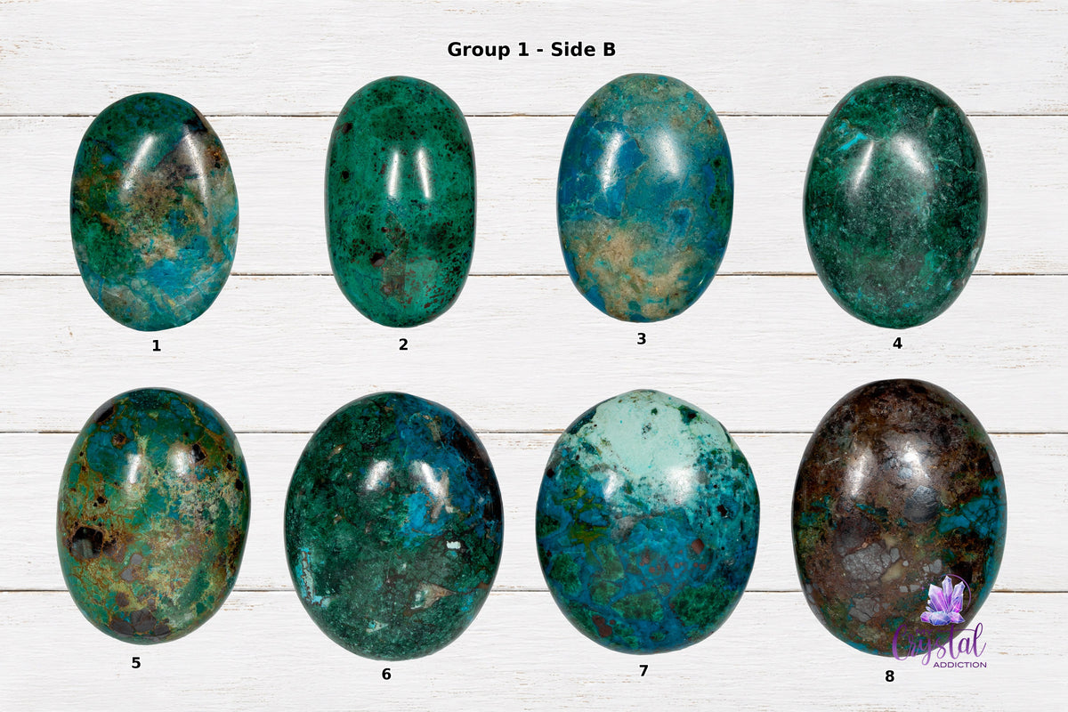 Chrysocolla Palm Stone - High Quality - Throat Chakra - My Crystal Addiction