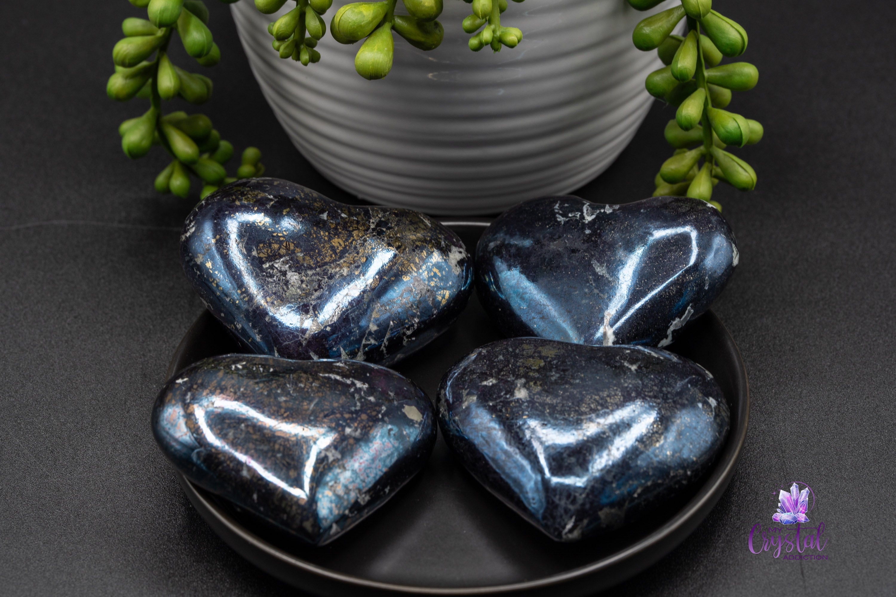 Covellite Heart Carving - High Quality - Third Eye Chakra - My Crystal Addiction