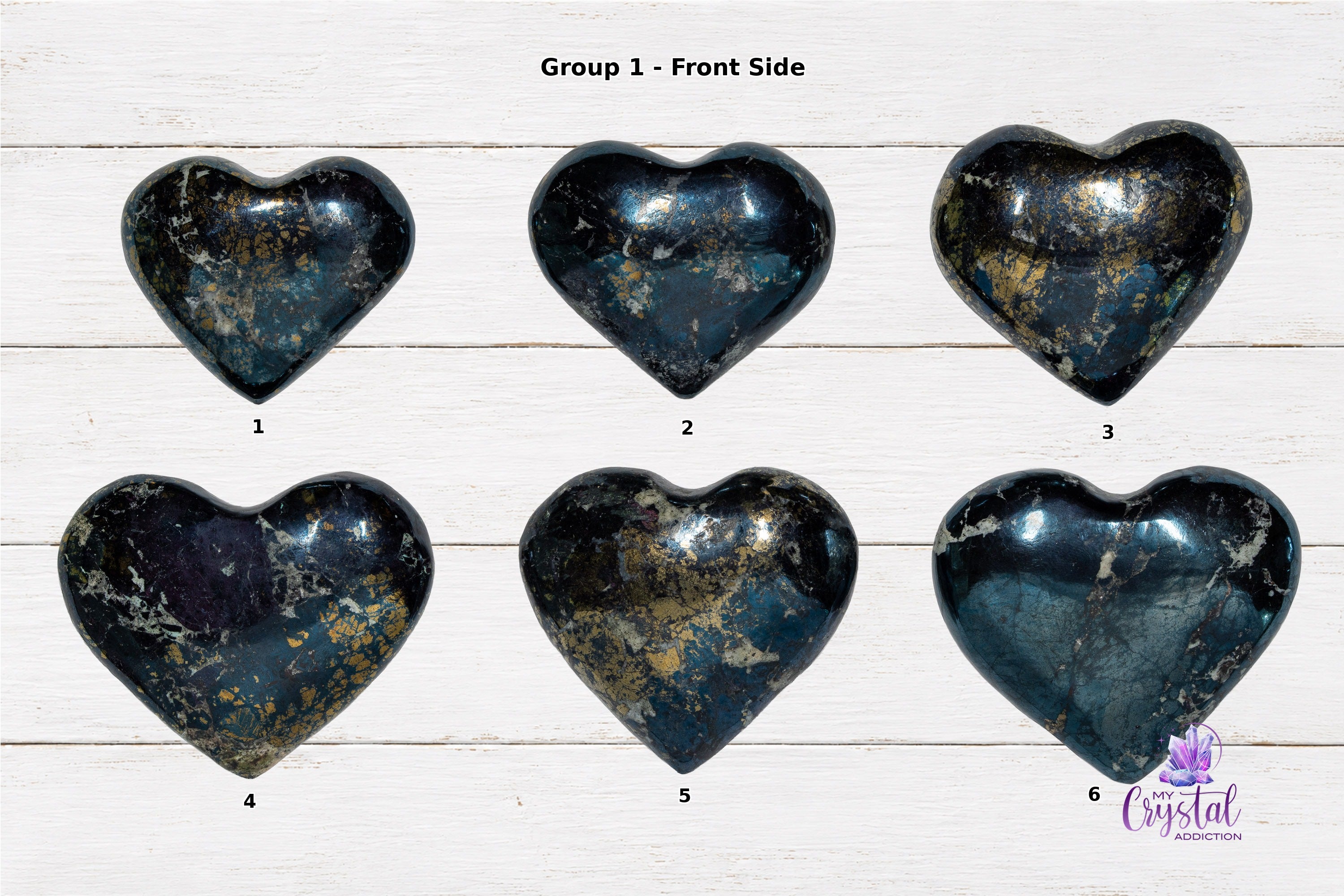 Covellite Heart Carving - High Quality - Third Eye Chakra - My Crystal Addiction