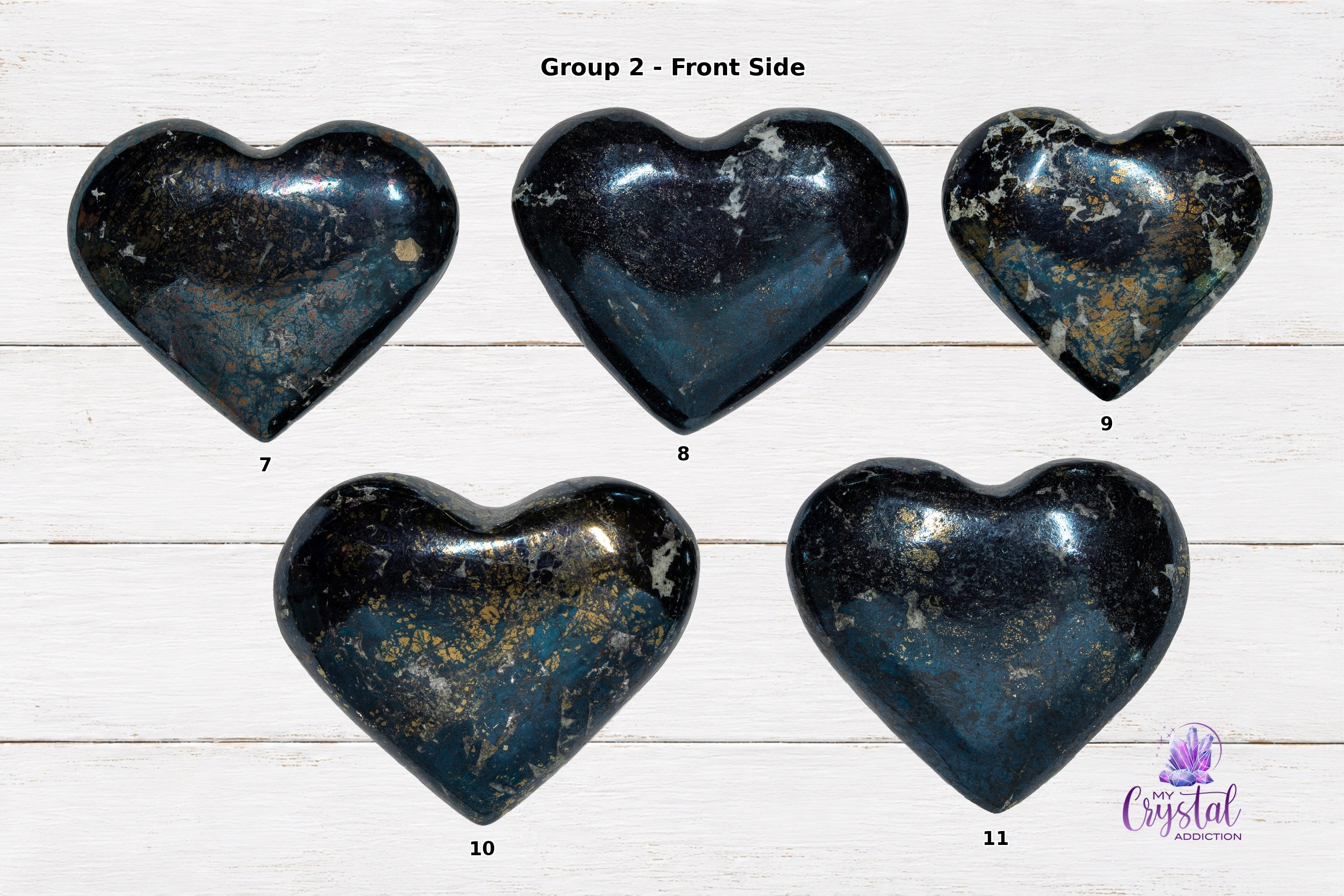 Covellite Heart Carving - High Quality - Third Eye Chakra - My Crystal Addiction