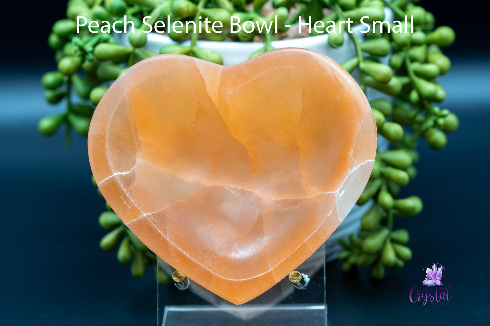 Peach Selenite Bowl - Heart 4"