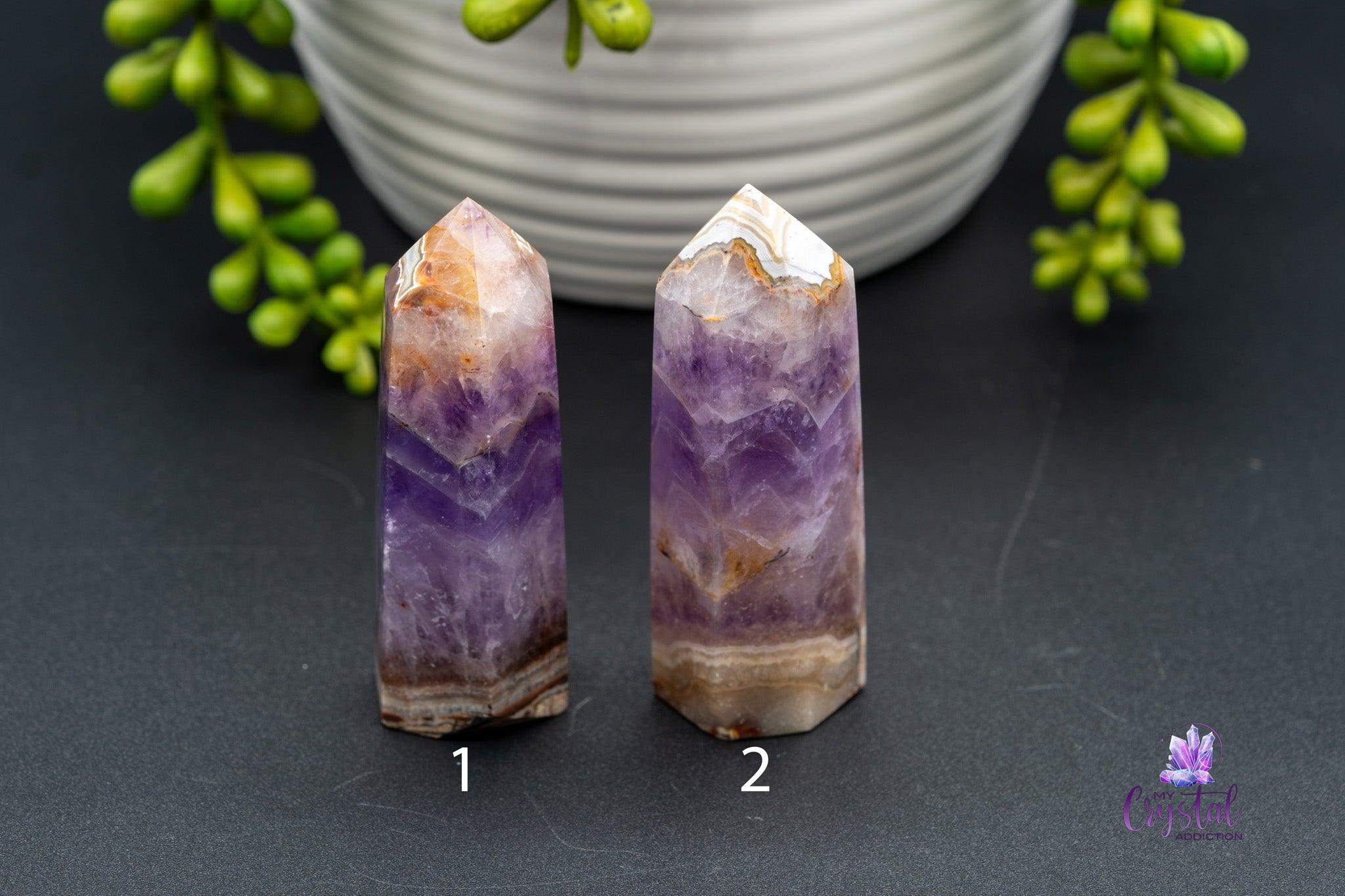 Amethyst with Mexican Agate Towers 2.8"/71mm-72mm - My Crystal Addiction