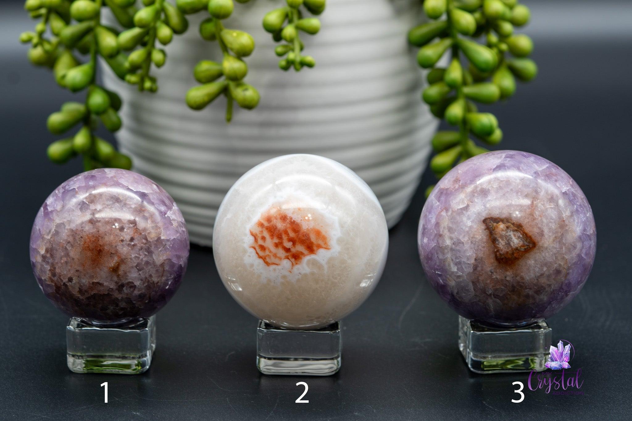 Amethyst with Mexican Agate Sphere 1.9"-2.9"/48mm-75mm - My Crystal Addiction