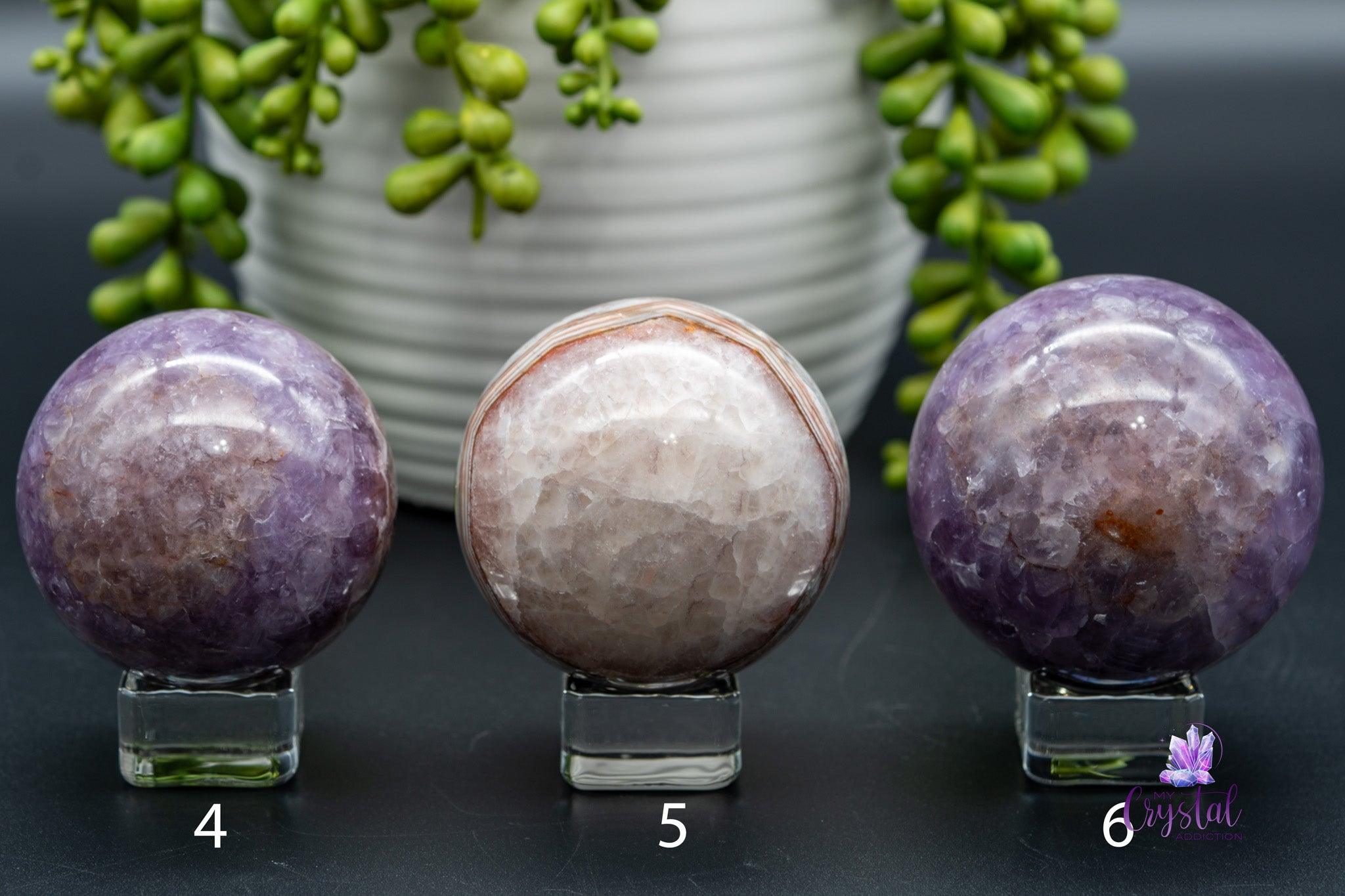 Amethyst with Mexican Agate Sphere 1.9"-2.9"/48mm-75mm - My Crystal Addiction