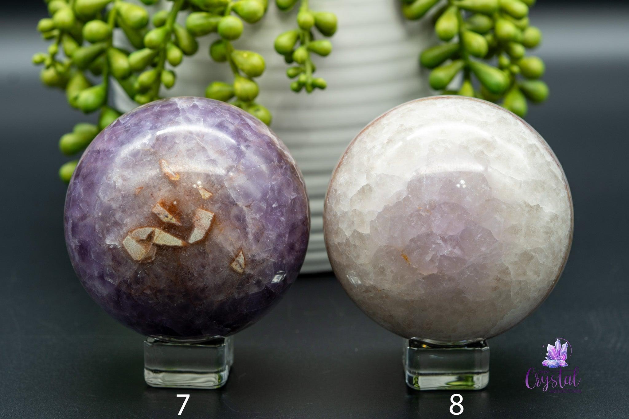 Amethyst with Mexican Agate Sphere 1.9"-2.9"/48mm-75mm - My Crystal Addiction