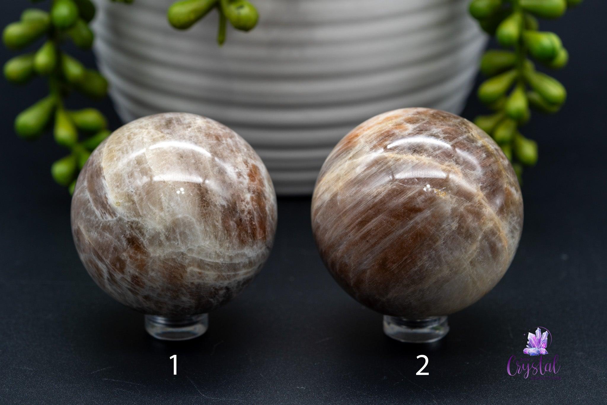 Sunstone Moonstone Spheres - 1.9"-2.1"/50mm-55mm - My Crystal Addiction