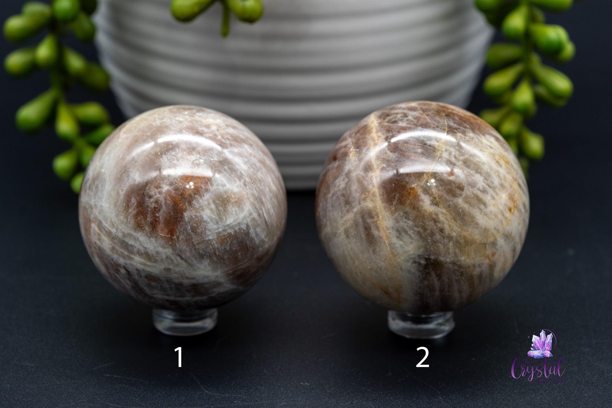 Sunstone Moonstone Spheres - 1.9"-2.1"/50mm-55mm - My Crystal Addiction