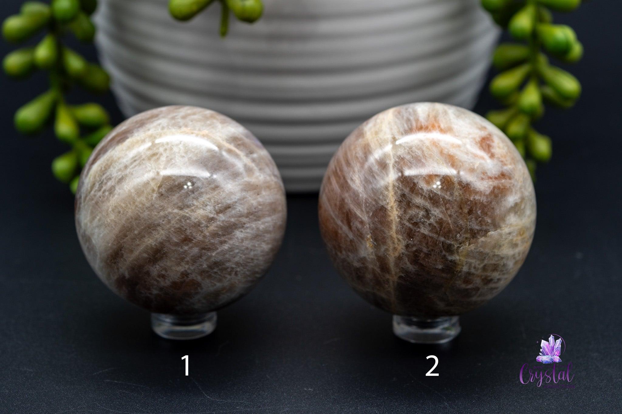 Sunstone Moonstone Spheres - 1.9"-2.1"/50mm-55mm - My Crystal Addiction