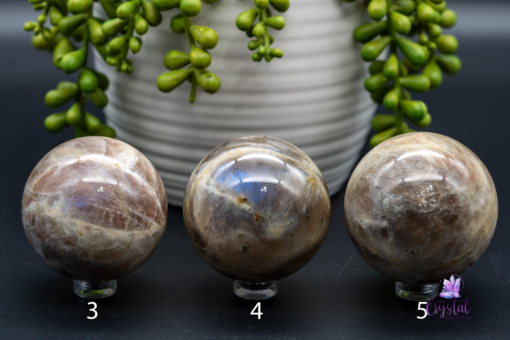 Sunstone Moonstone Spheres - 1.9"-2.1"/50mm-55mm - My Crystal Addiction