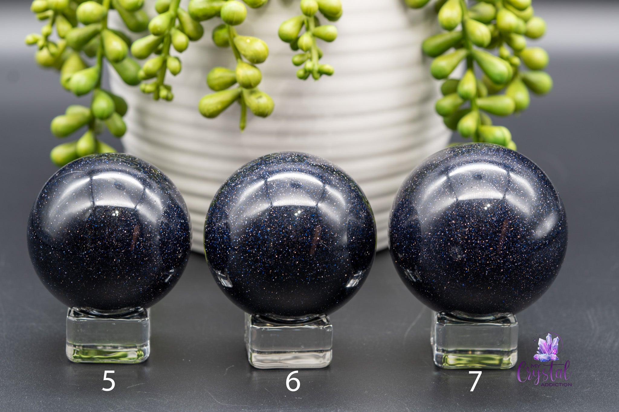 Blue Standstone / Blue Goldstone Sphere - 1.5"-2.1"/39mm-54mm - My Crystal Addiction