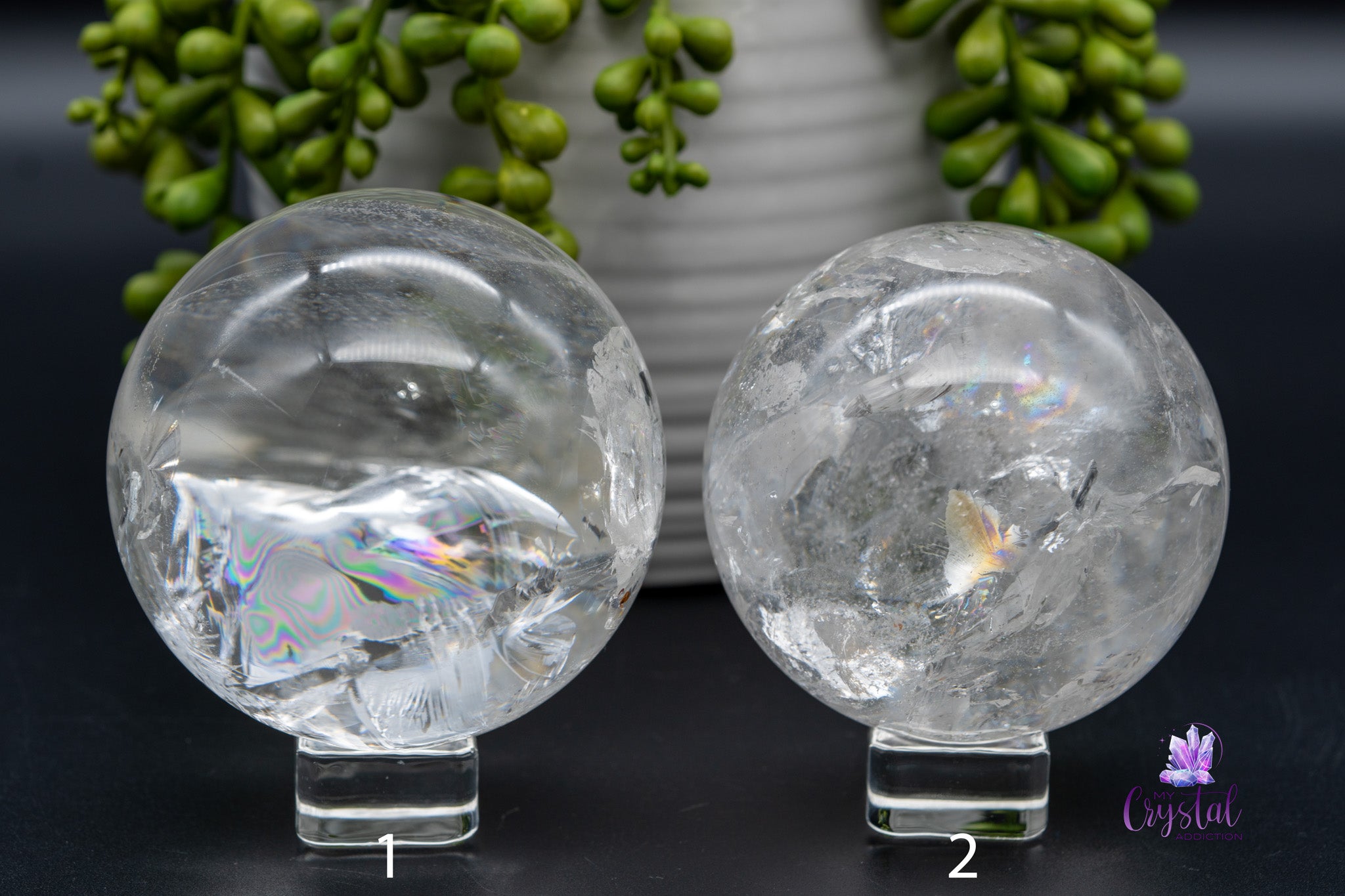 Polished Lemurian Sphere w/Rainbows - 2.6"-3.0"/68mm-77mm - My Crystal Addiction