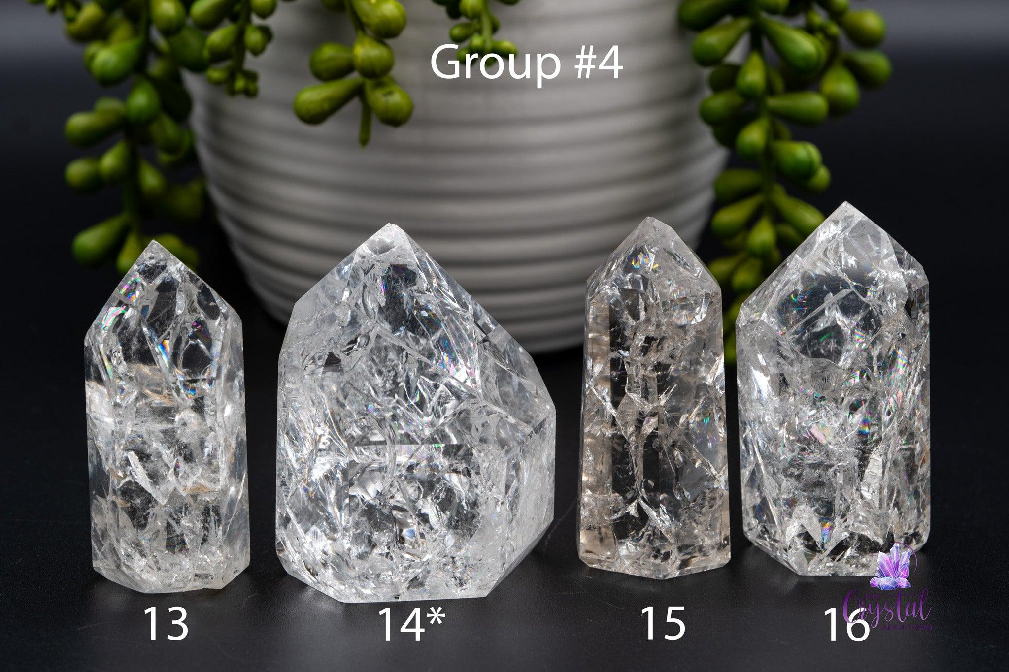 Crackle Quartz Tower aka Fire & Ice Quartz Tower 1.5"-2.5"/39mm-65mm - My Crystal Addiction