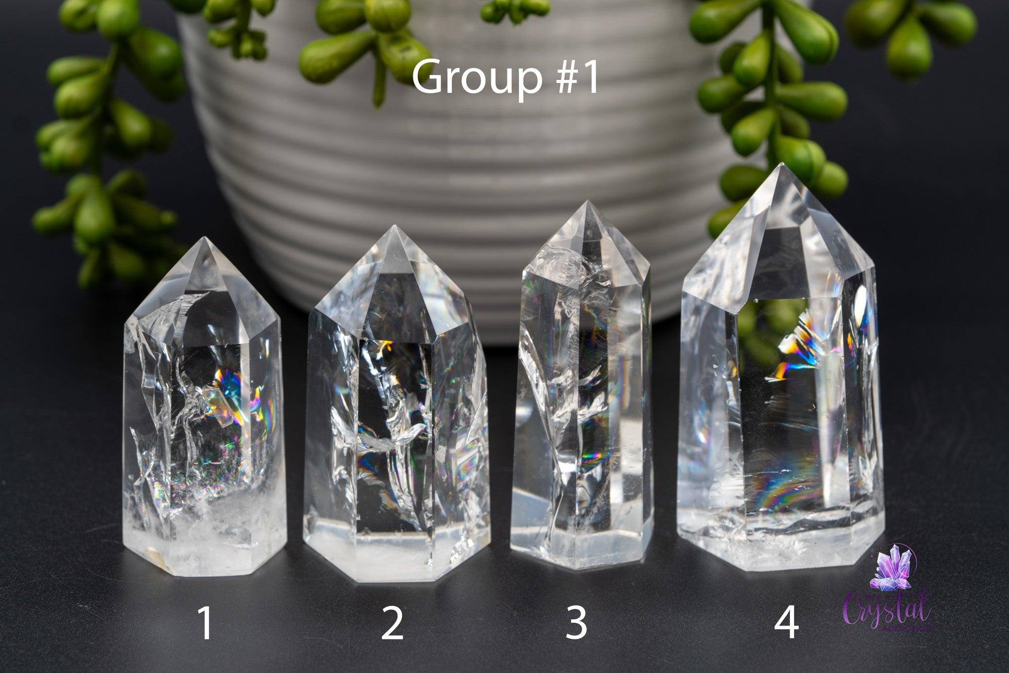 Clear Quartz with Rainbows Tower - 2.2"-4.2 "/56mm-107mm - My Crystal Addiction