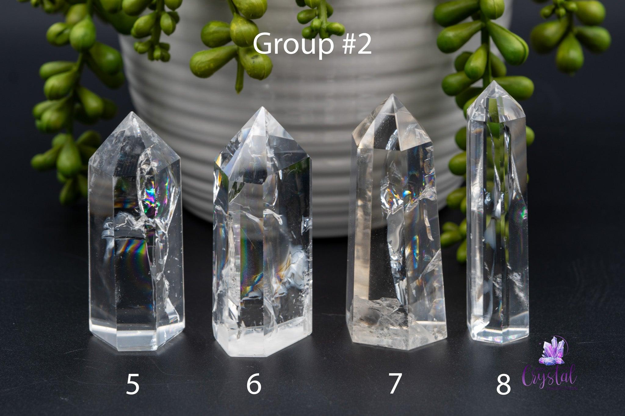 Clear Quartz with Rainbows Tower - 2.2"-4.2 "/56mm-107mm - My Crystal Addiction