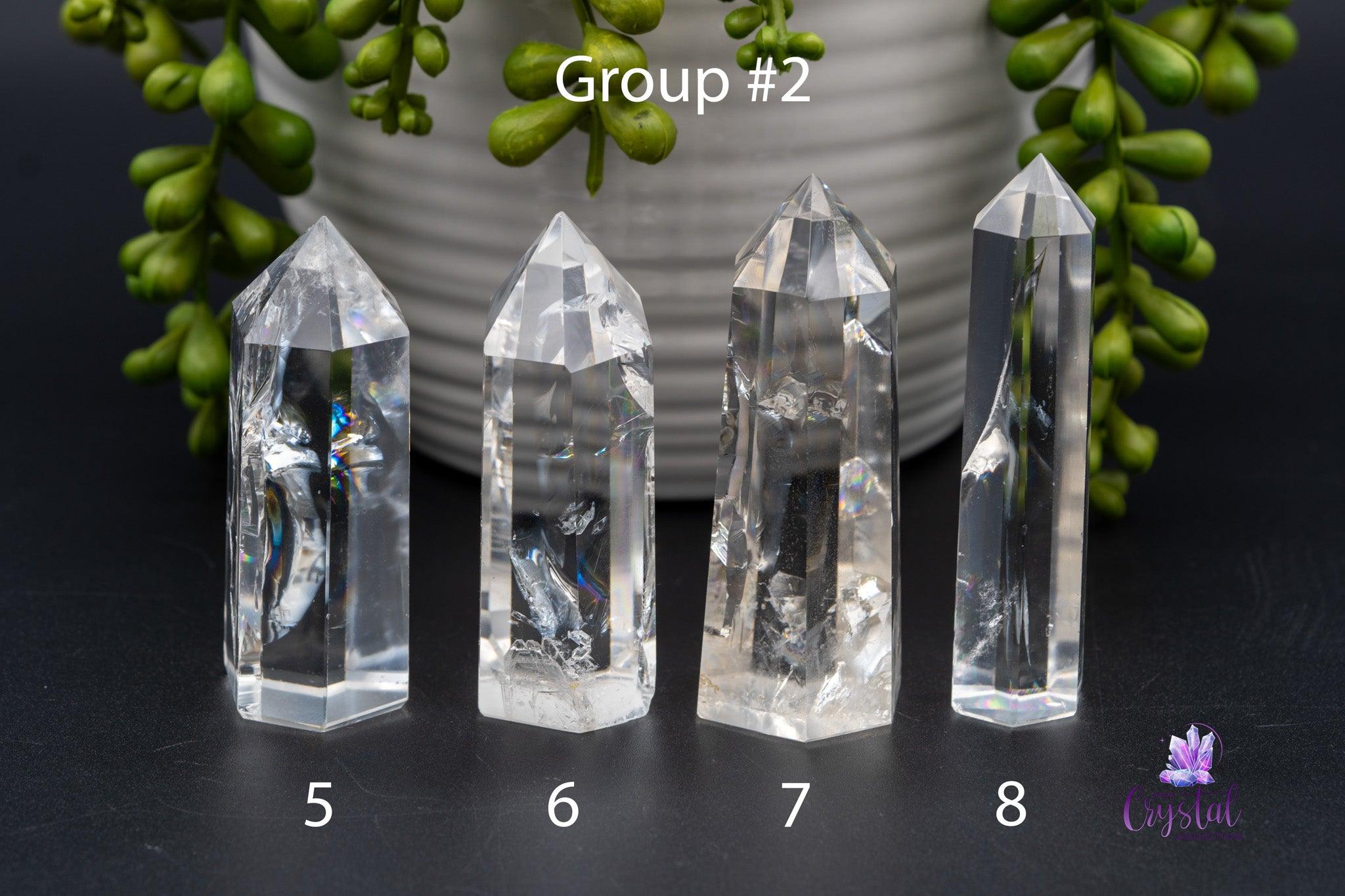 Clear Quartz with Rainbows Tower - 2.2"-4.2 "/56mm-107mm - My Crystal Addiction