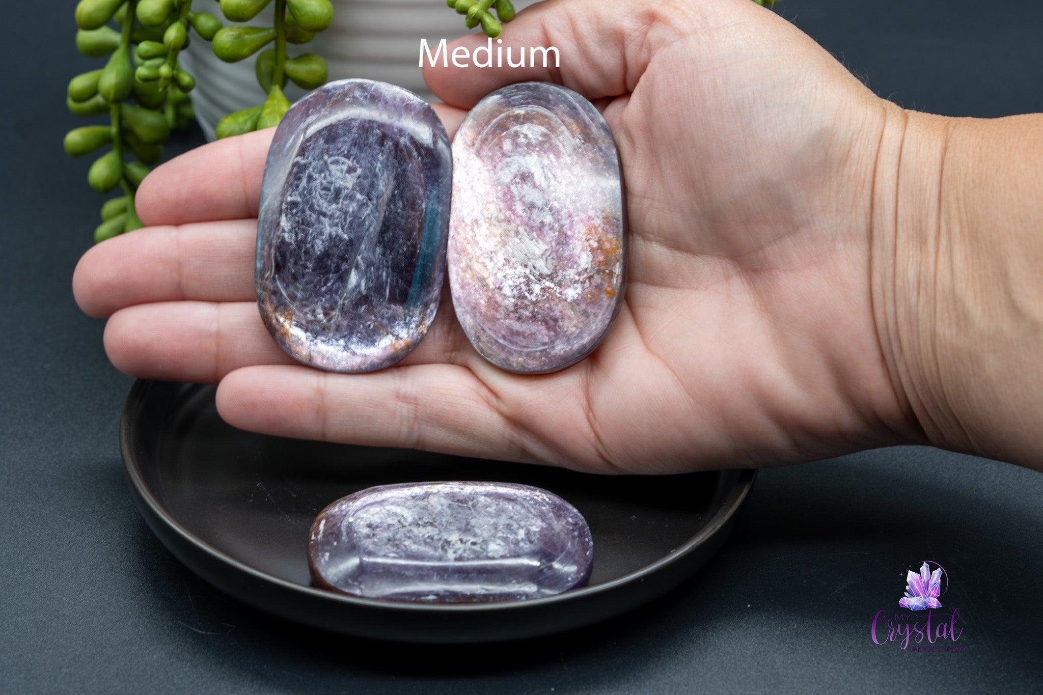 Gem Lepidolite Palm Stone - My Crystal Addiction