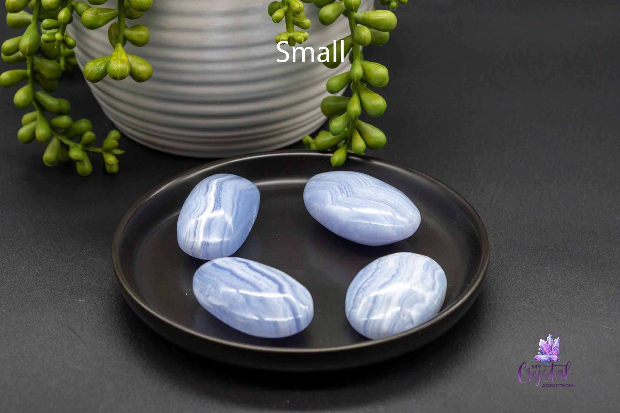 Blue Lace Agate Palm Stone - My Crystal Addiction