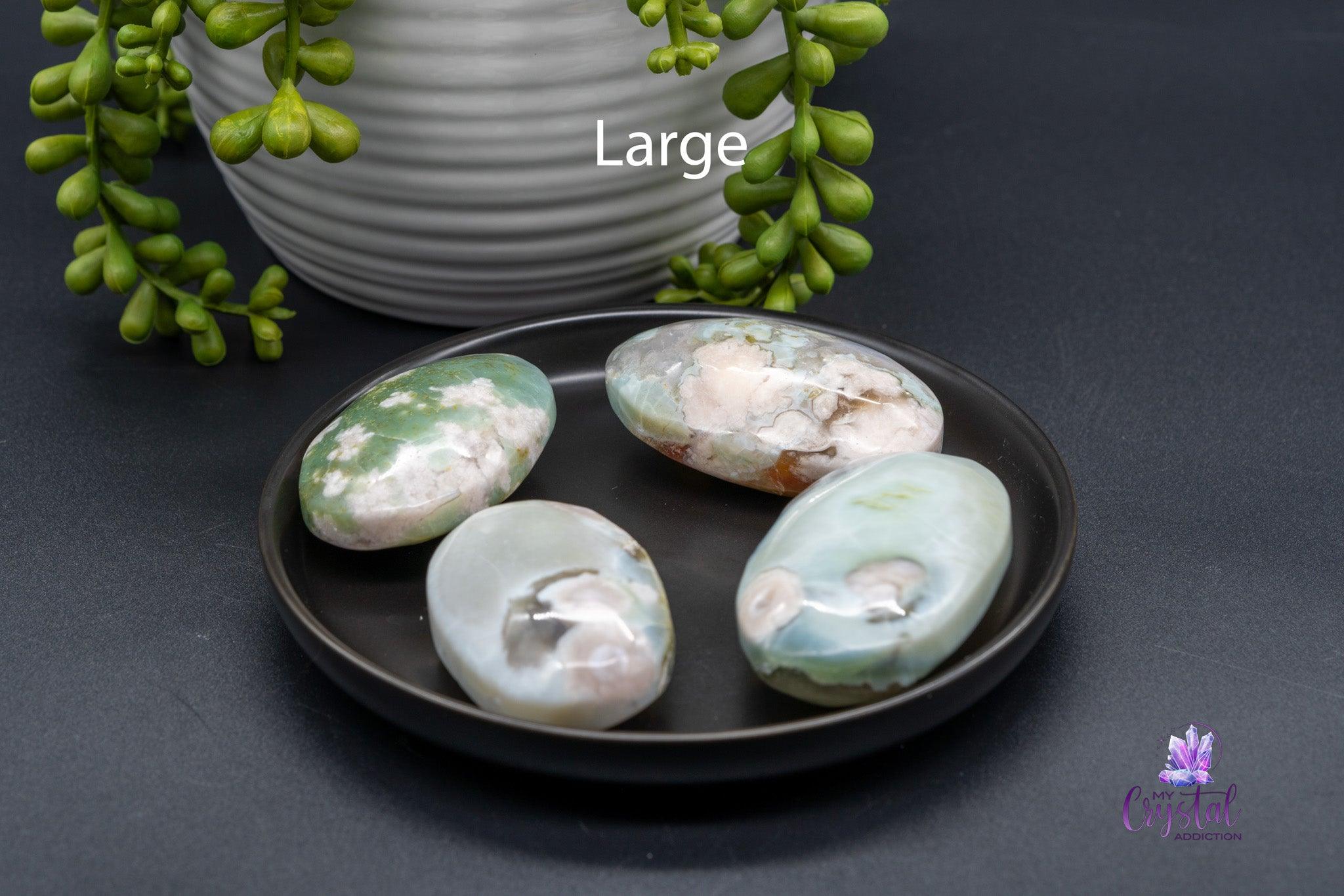 Green Flower Agate Palm Stone - My Crystal Addiction