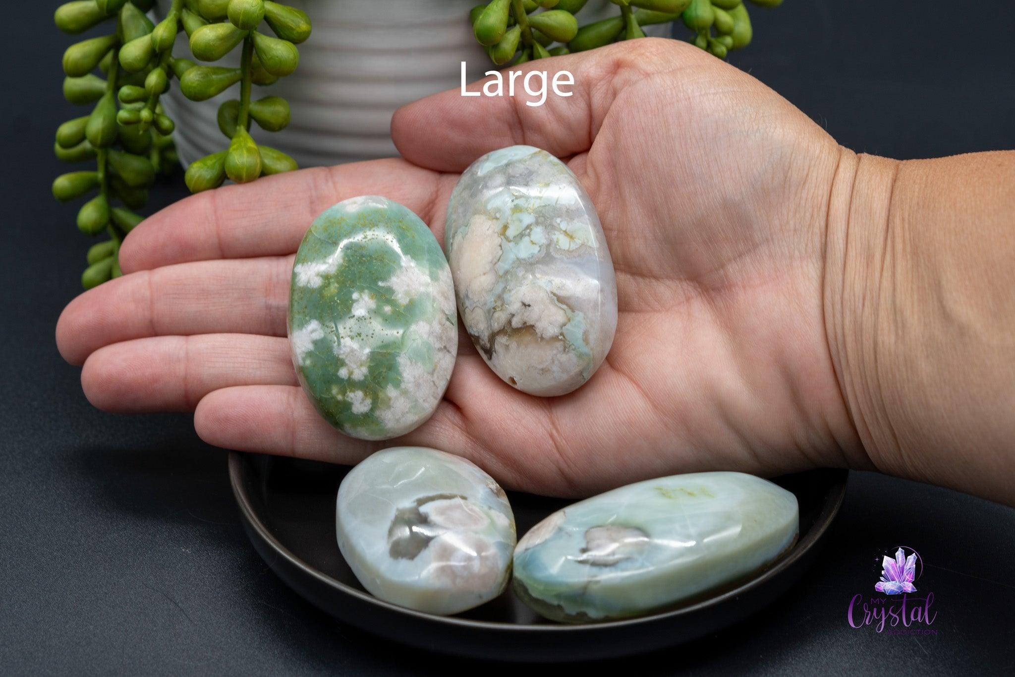 Green Flower Agate Palm Stone - My Crystal Addiction