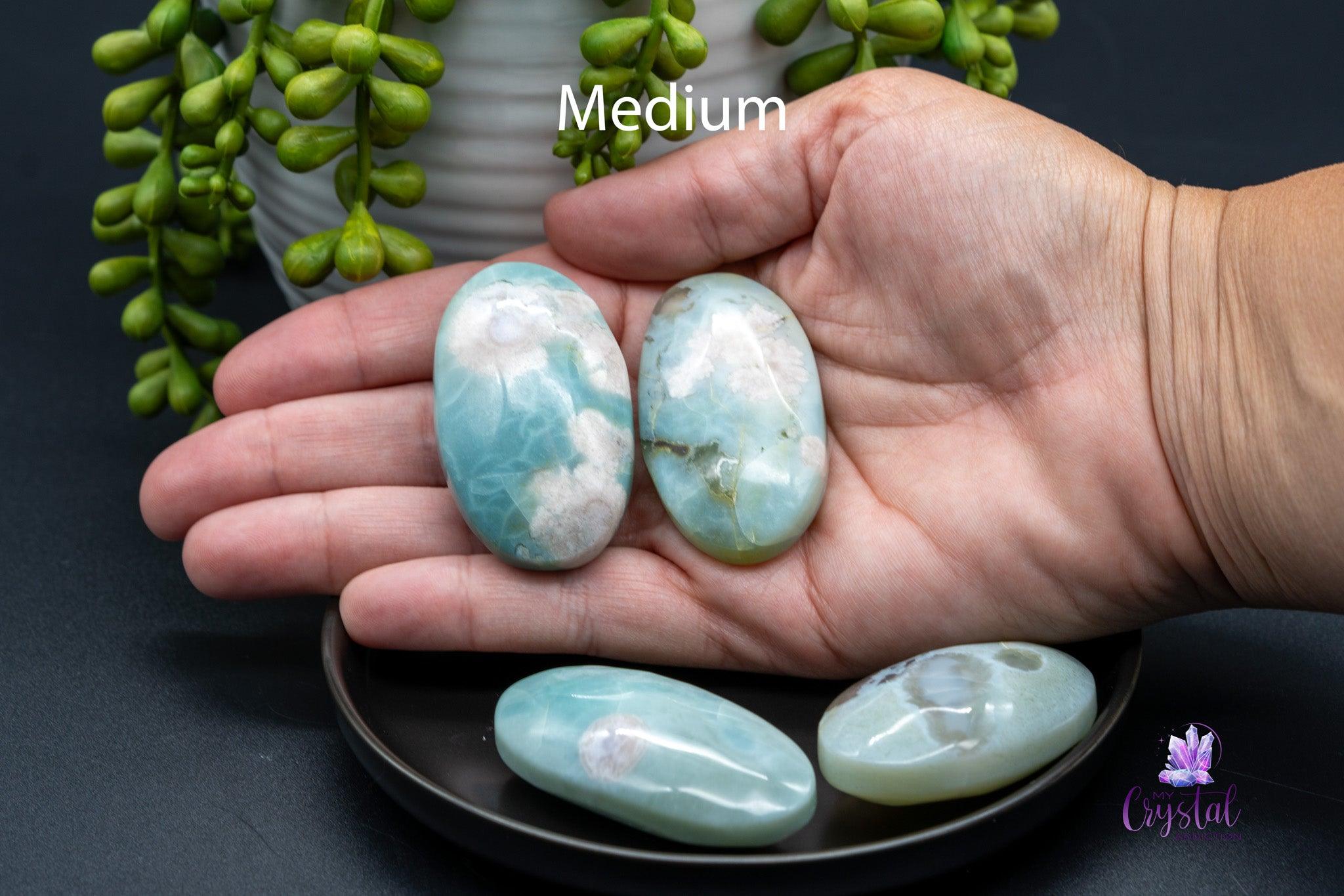 Green Flower Agate Palm Stone - My Crystal Addiction