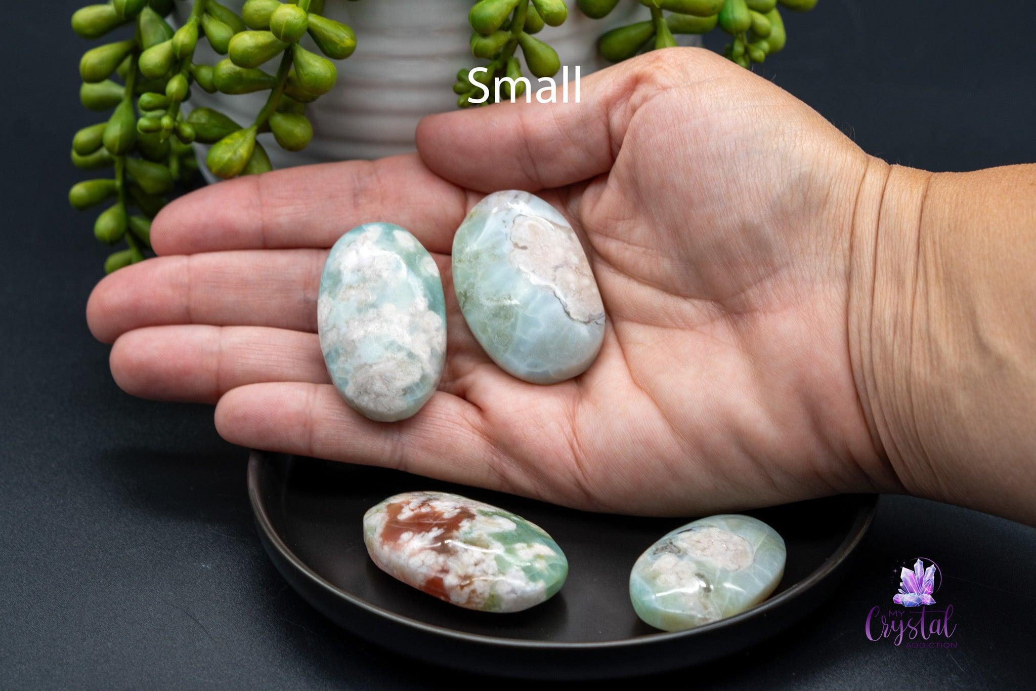 Green Flower Agate Palm Stone - My Crystal Addiction