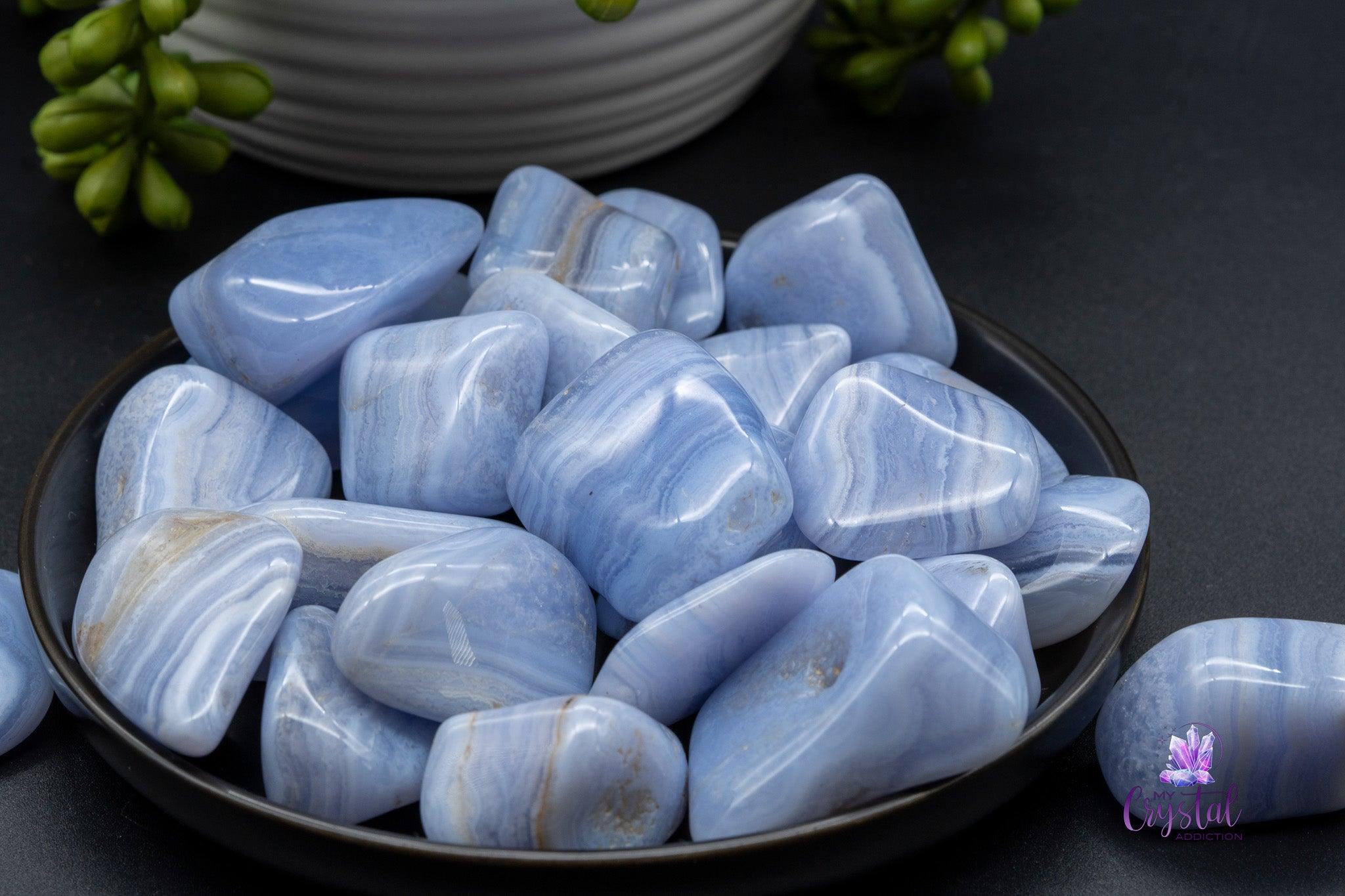 Banded Blue Lace Agate Tumbles - My Crystal Addiction