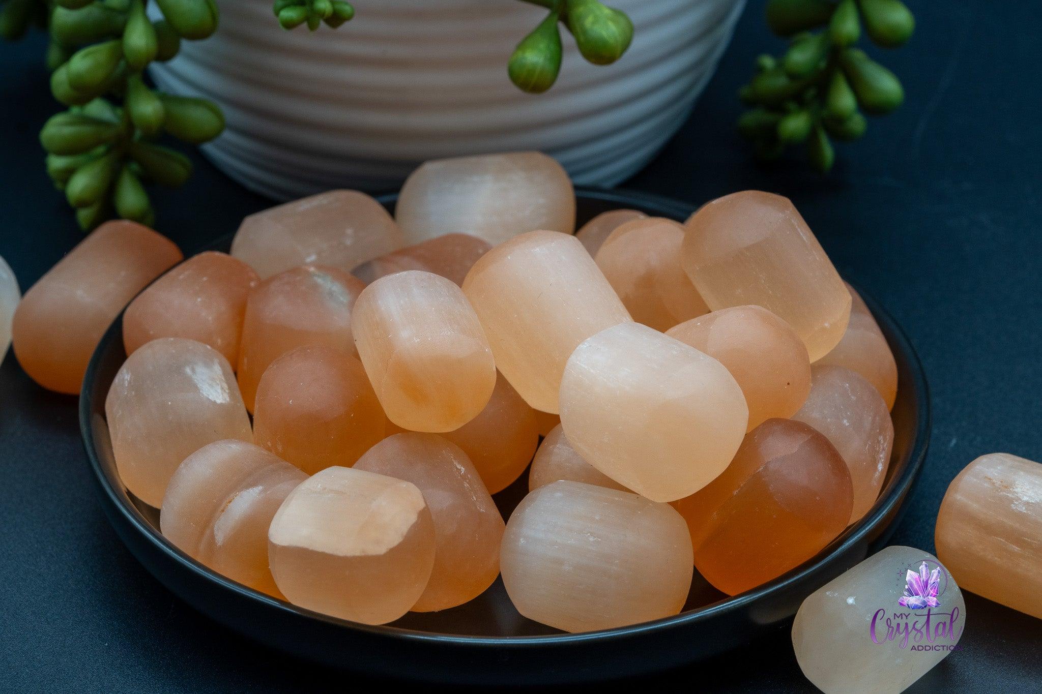 Peach Selenite Tumbles - My Crystal Addiction