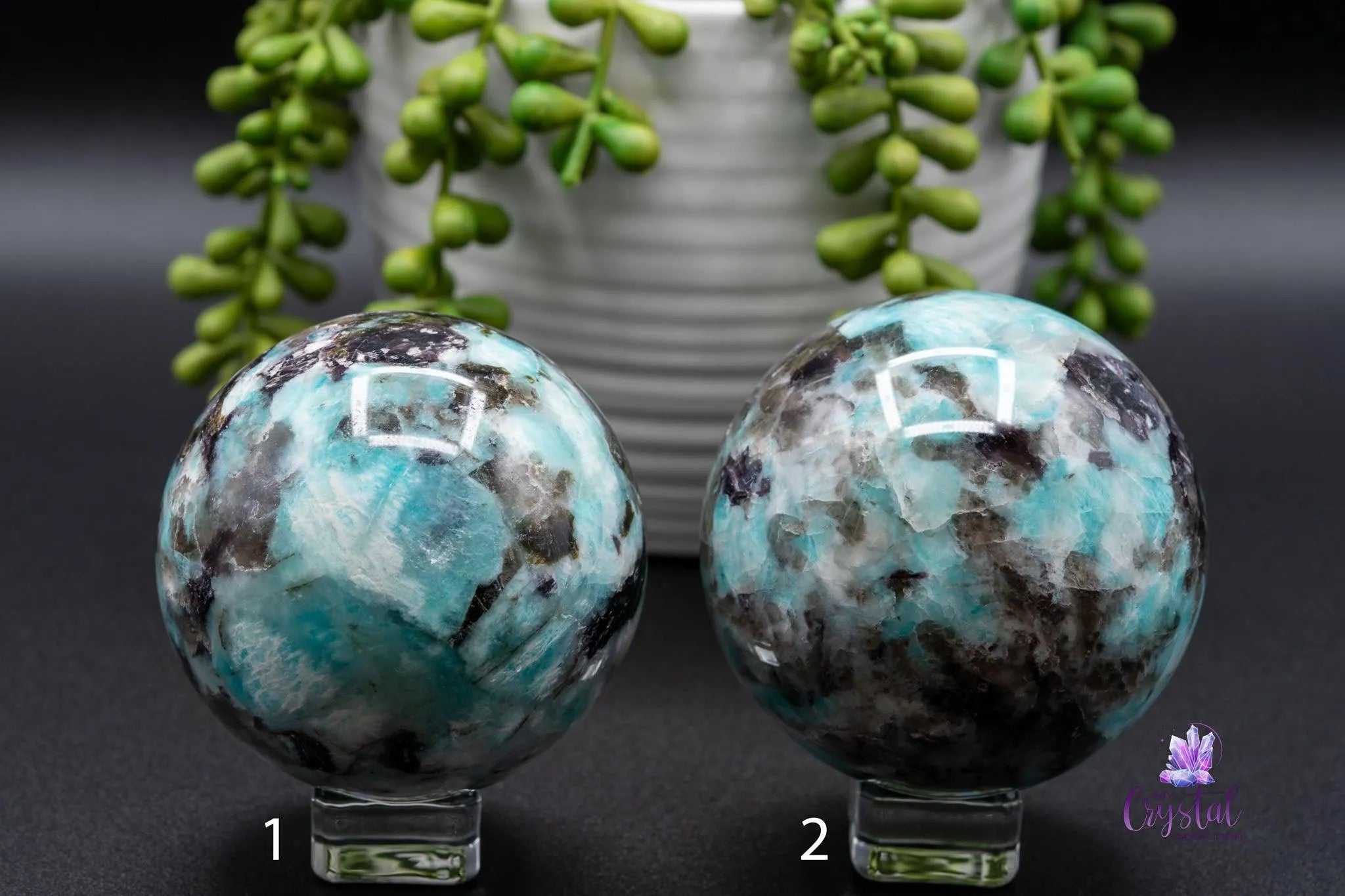 Amazonite with Smoky Quartz Sphere - 2.8"-2.9"" - My Crystal Addiction