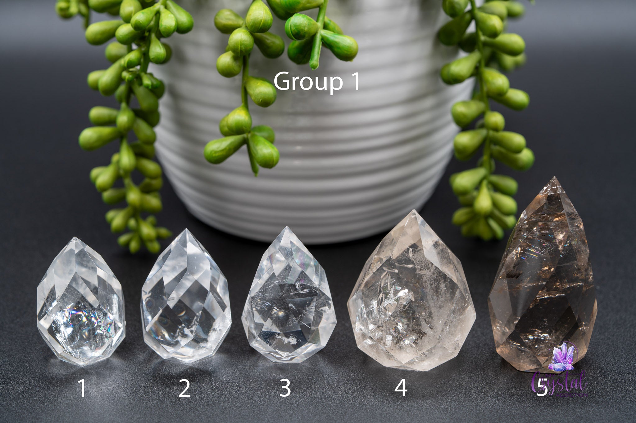 Quartz Faceted Egg - Clear or Smoky