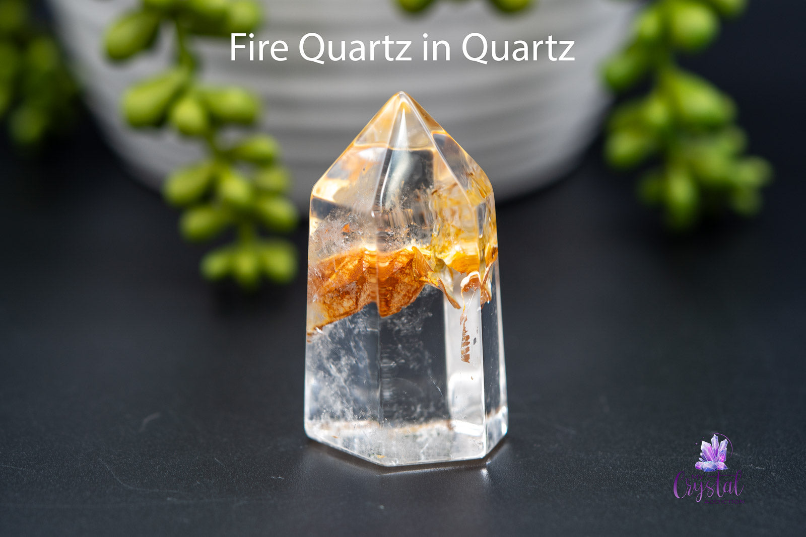 Quartz Tower w/Fire Quartz 2"/54mm - Polished - My Crystal Addiction