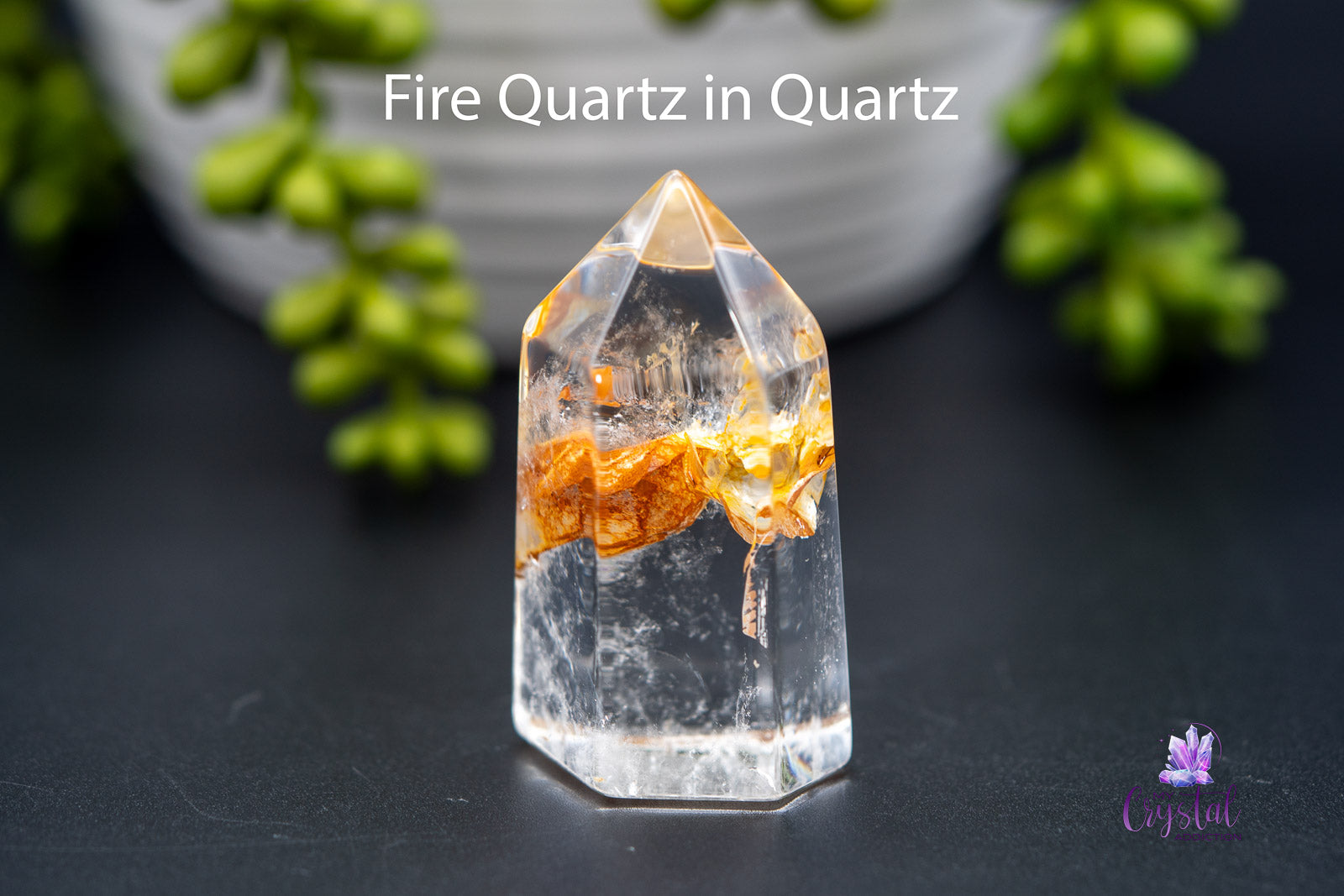 Quartz Tower w/Fire Quartz 2"/54mm - Polished - My Crystal Addiction