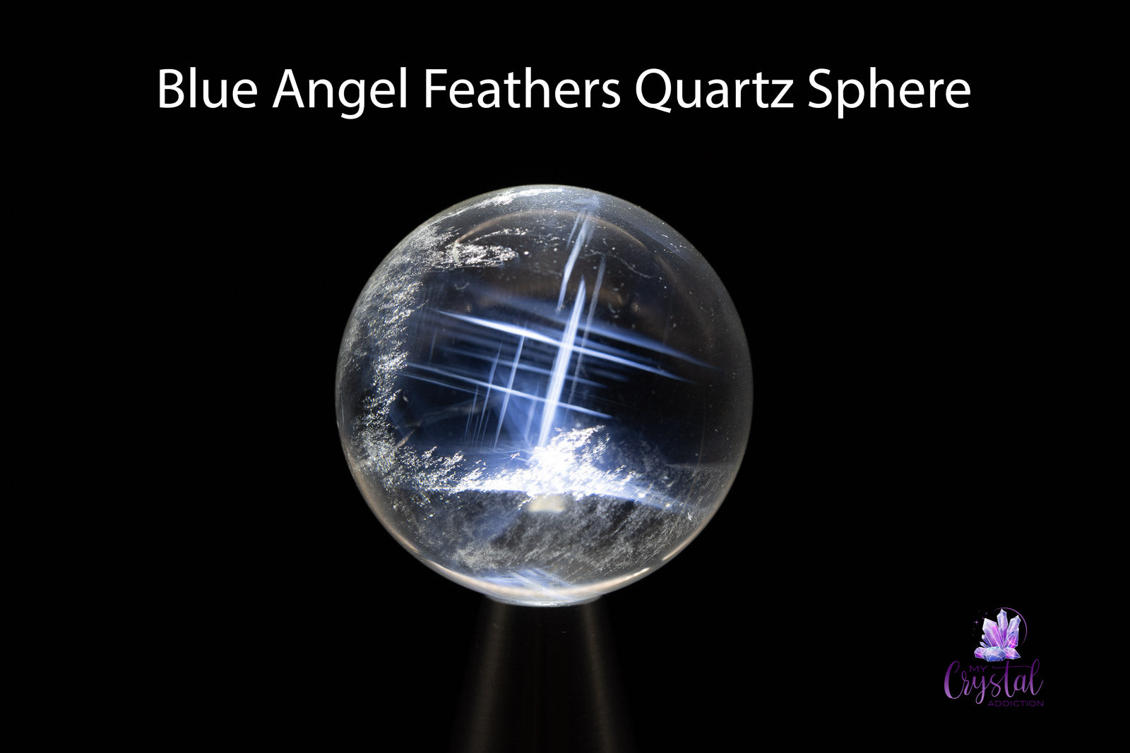 Quartz Sphere 1.3"/35mm - Blue Angel Feather Inclusions - My Crystal Addiction
