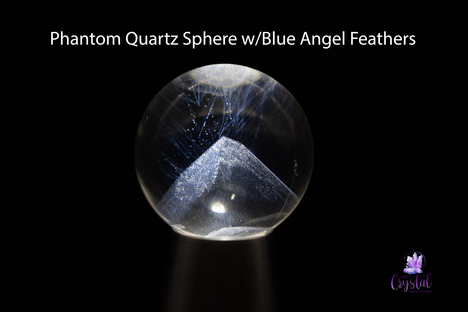 Phantom Quartz Sphere 1.4"/35mm - Blue Angel Feather Inclusions - My Crystal Addiction