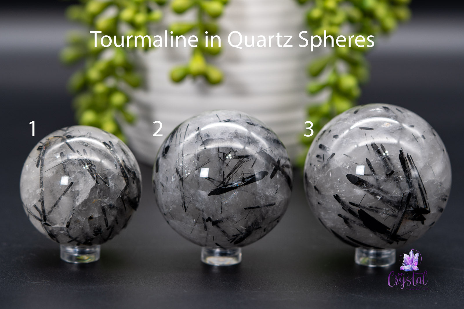 Tourmaline Quartz Spheres 1.9"-2.3"/48mm-58mm - My Crystal Addiction