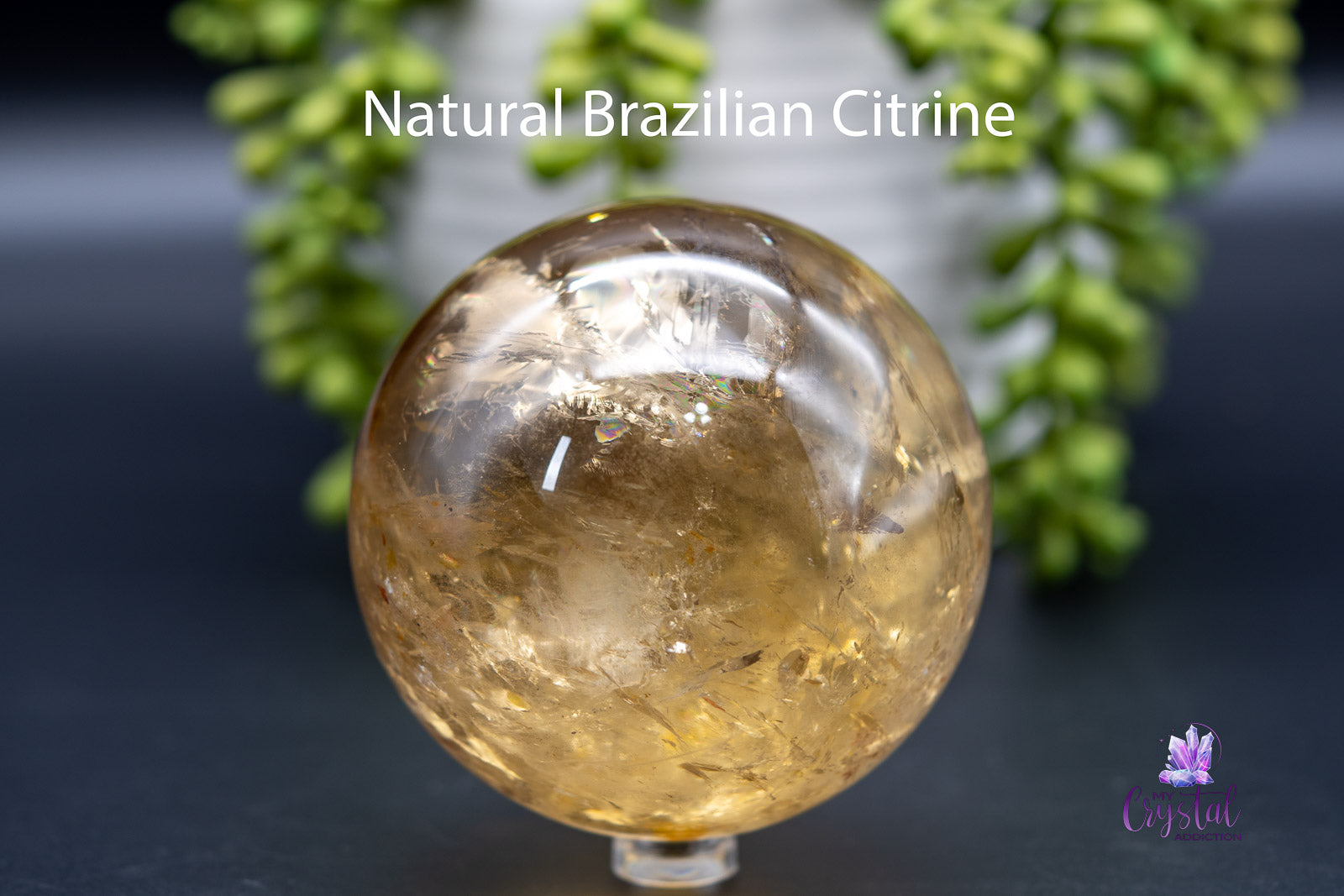 Citrine Sphere 3.2"/83mm - Brazilian w/Rainbows - My Crystal Addiction